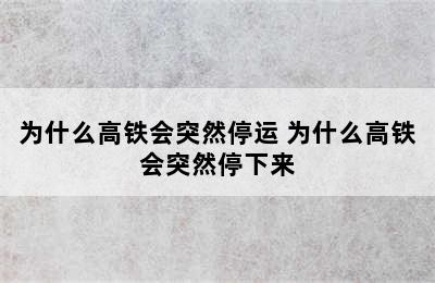 为什么高铁会突然停运 为什么高铁会突然停下来